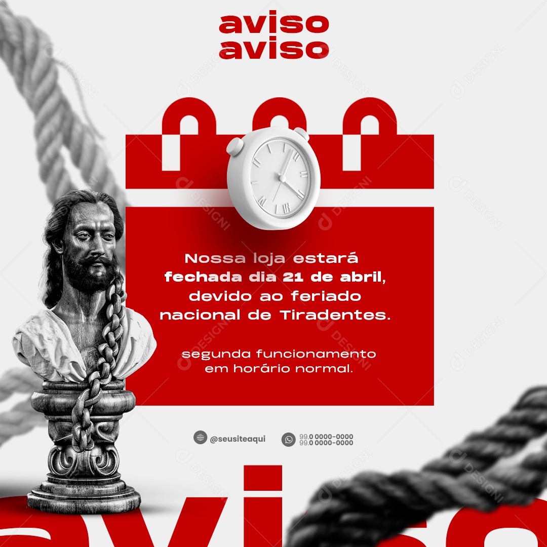 Aviso nossa Loja Estará  Fechada Dia 21 de Abril Social Media PSD Editável