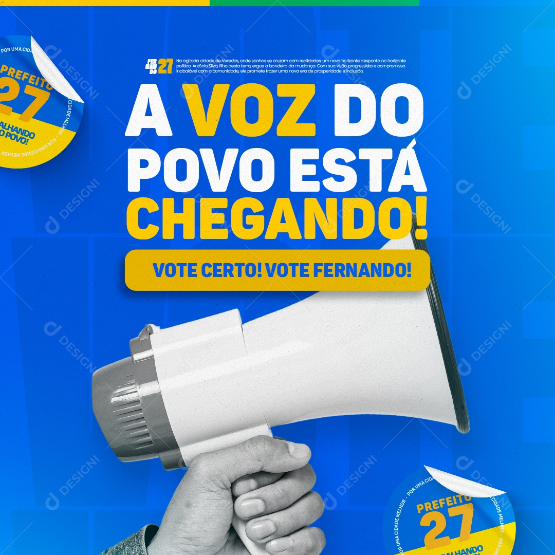 Campanha Politica A Voz do Povo Está Chegando Vote Certo Social Media PSD Editável