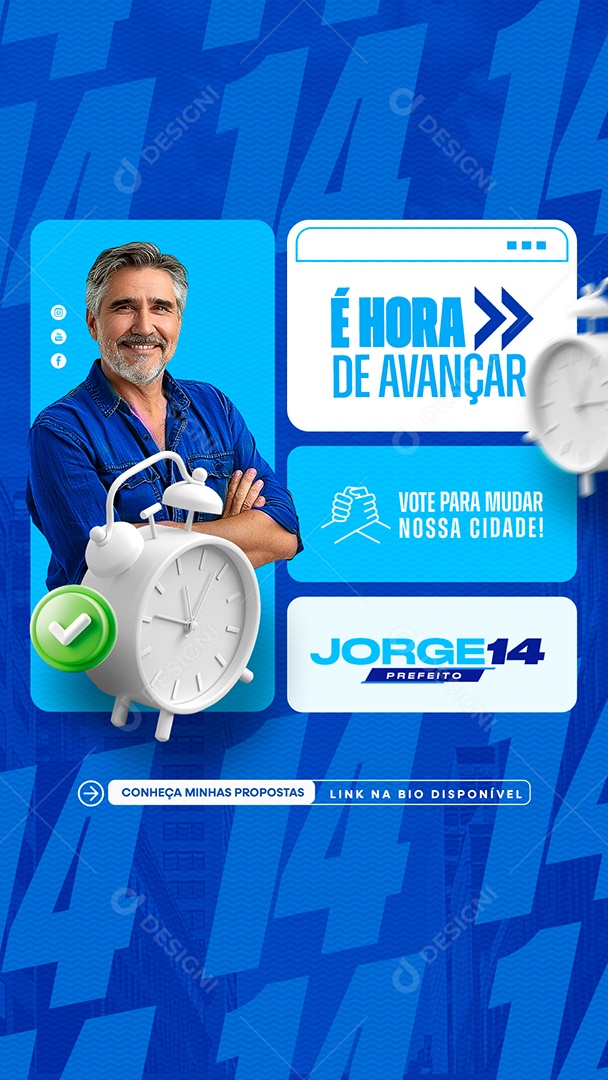 Story É Hora de Avançar Vote para Mudar nossa Cidade Social Media PSD Editável