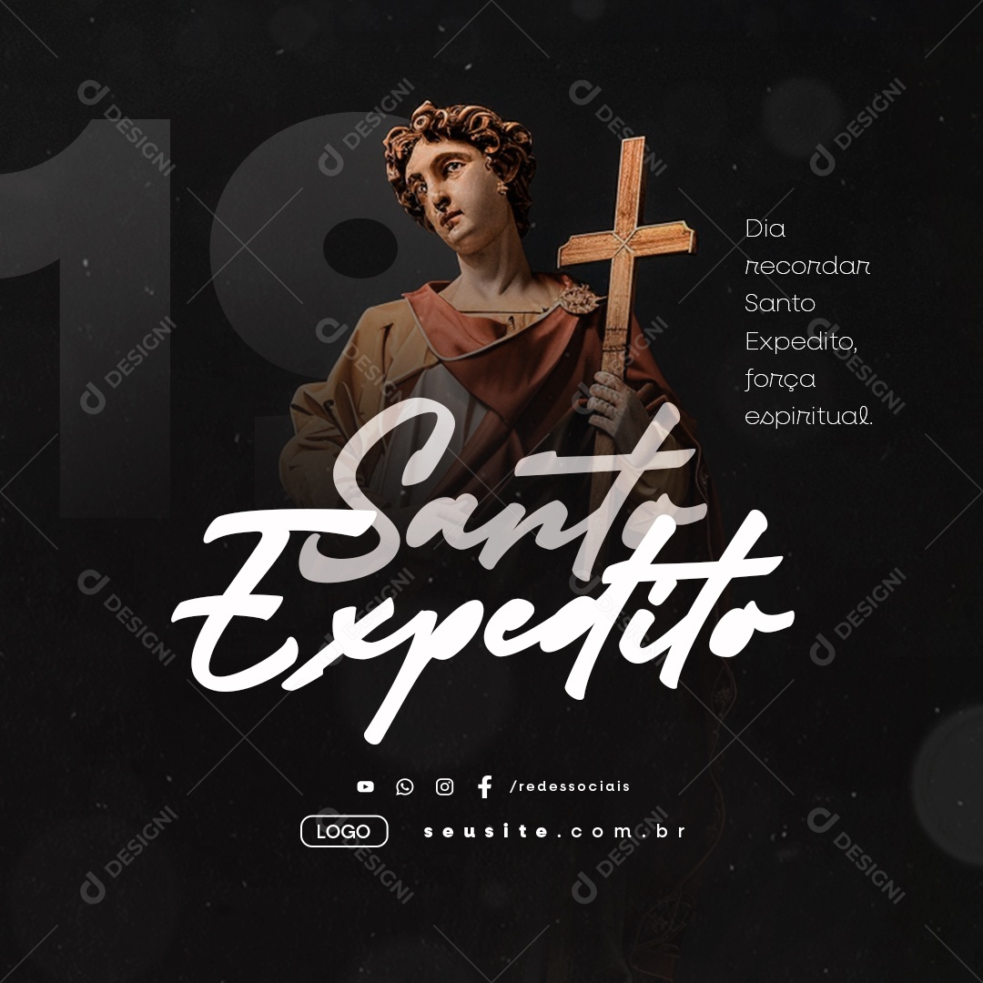 Social Media Dia De Santo Expedito 19 De Abril Força Espiritual PSD Editável