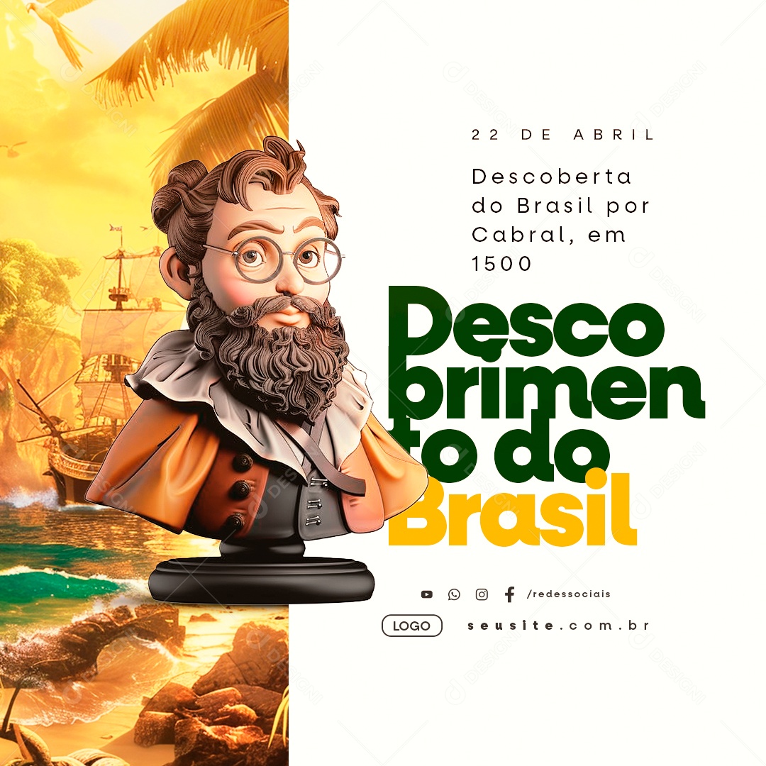Dia Do Descobrimento Do Brasil 22 de Abril Social Media PSD Editável