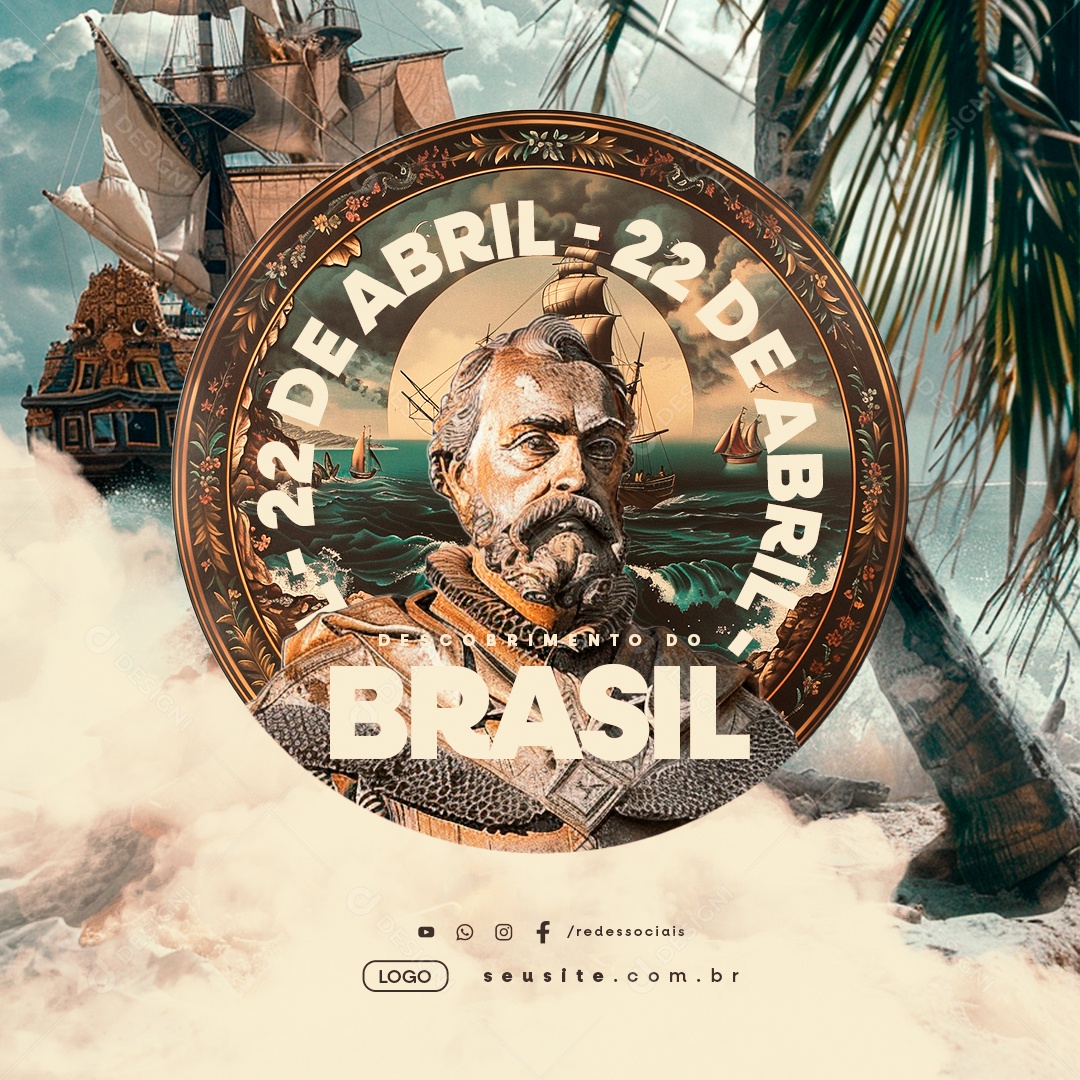 Dia Do Descobrimento Do Brasil 22 de Abril Social Media PSD Editável