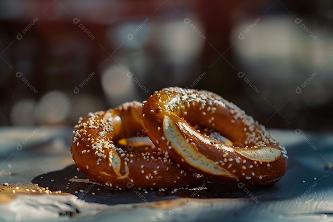 Pretzel frito sobre fundo isolado