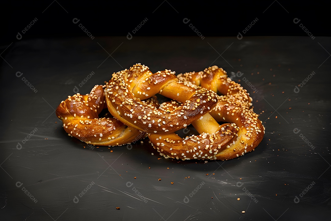 Pretzel frito sobre fundo isolado