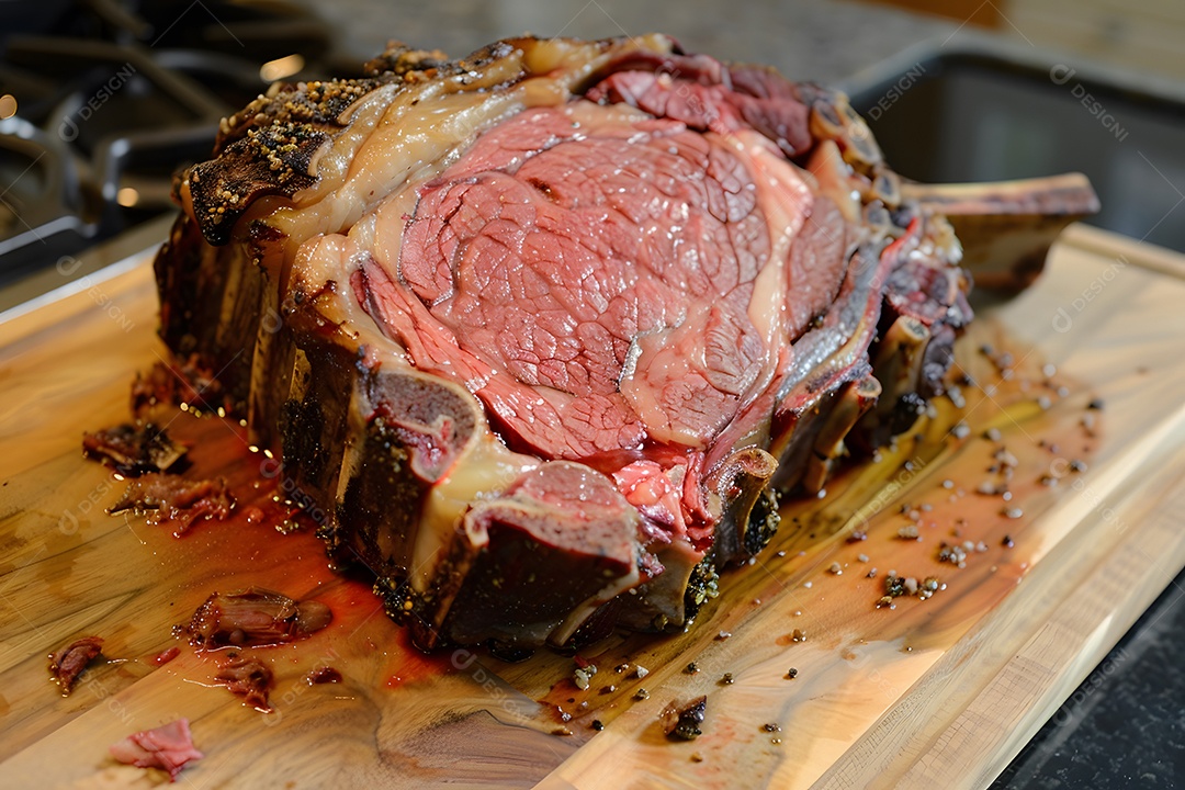 Filé de carne mal passada em um prato sobre uma mesa