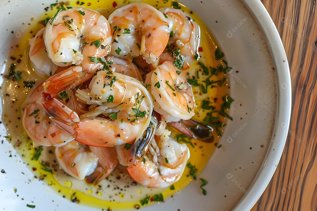 Camarão ao molho sobre um prato