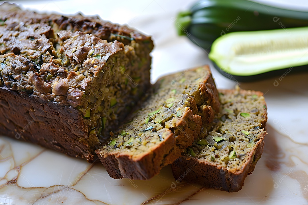 Delicioso bolo salgado de abrobinha sobre uma mesa de madeira