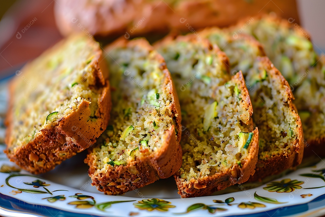 Delicioso bolo salgado de abrobinha sobre uma mesa de madeira