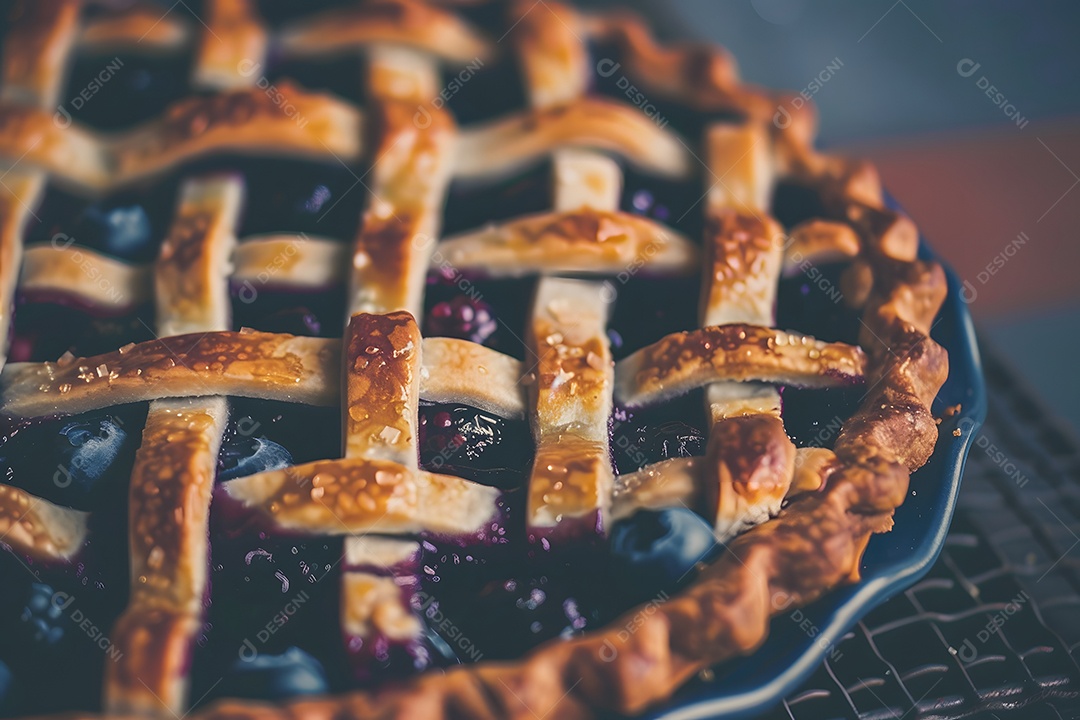 Deliciosa torta de mirtilo sobre fundo desfocado