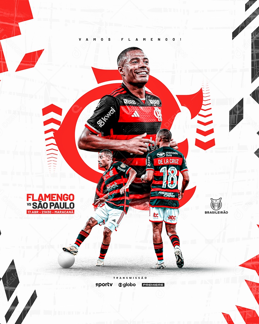 Futebol Brasileirão Flamengo X São Paulo Social Media PSD Editável