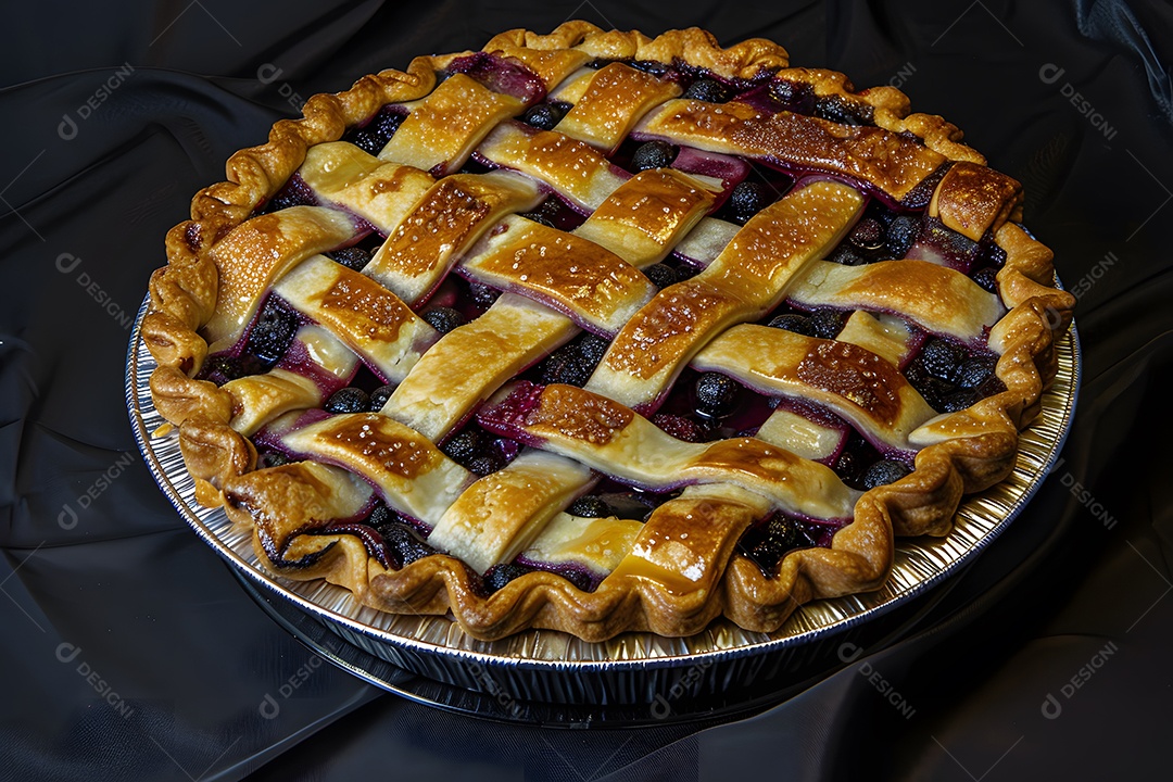 Deliciosa torta de mirtilo sobre mesa de madeira