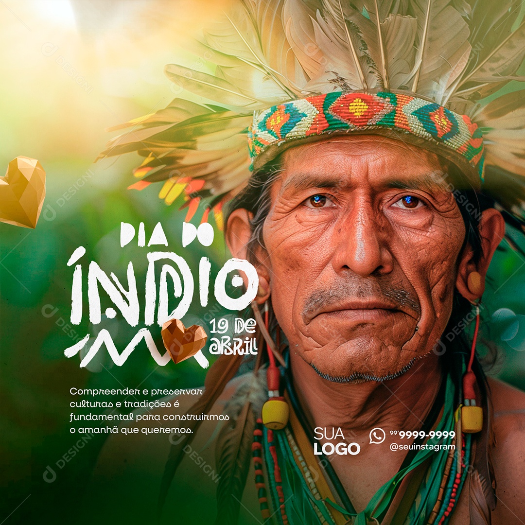 Dia do Índio 19 de Abril Compreender e Preservar Culturas Social Media PSD Editável