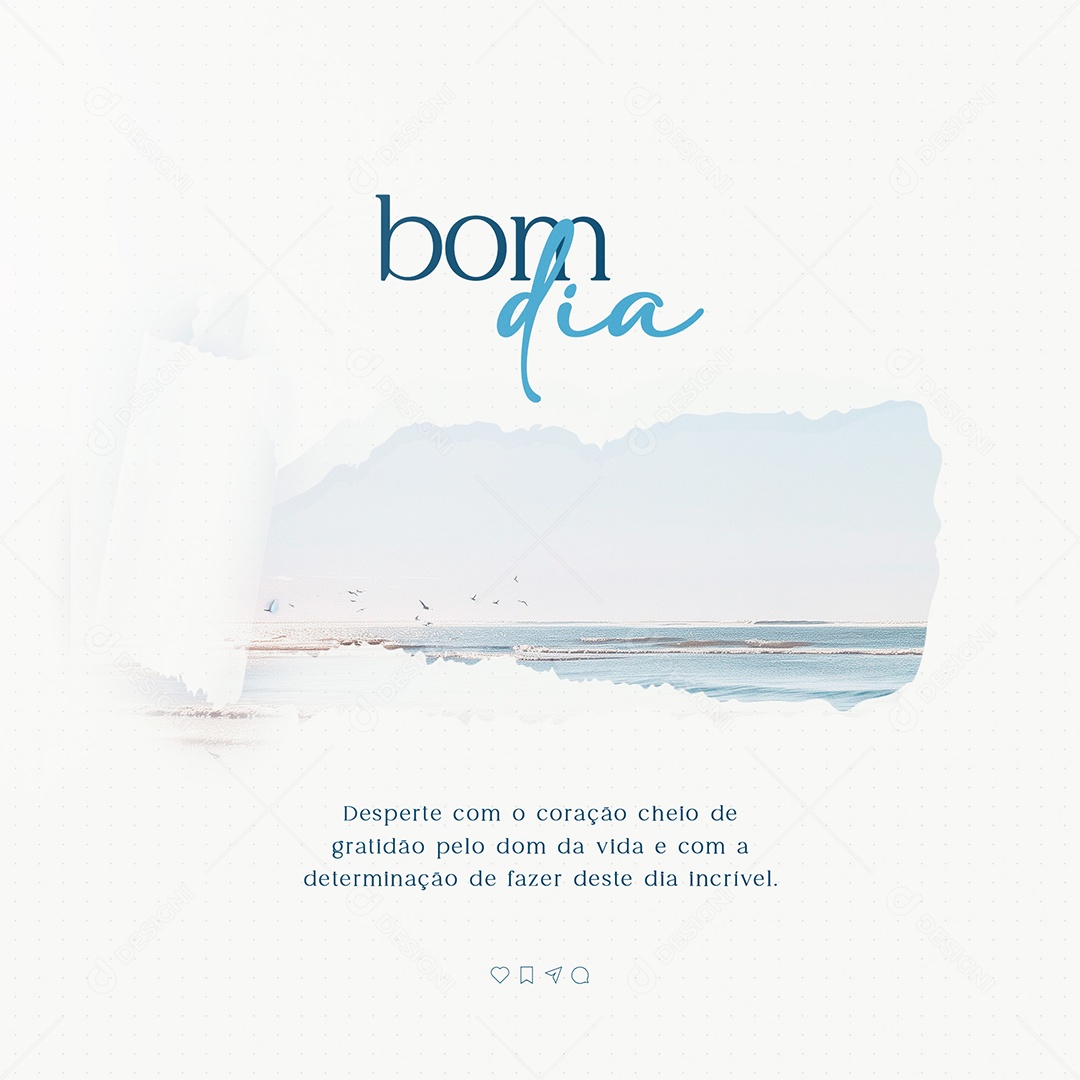 Bom Dia Desperte com o Coração Cheio de Gratidão Social Media PSD Editável