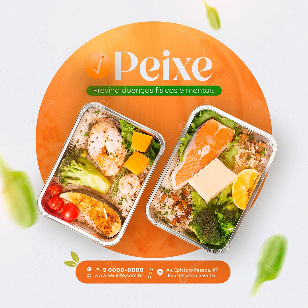 Feed Peixe Previna Doenças Físicas e Mentais Social Media PSD Editável