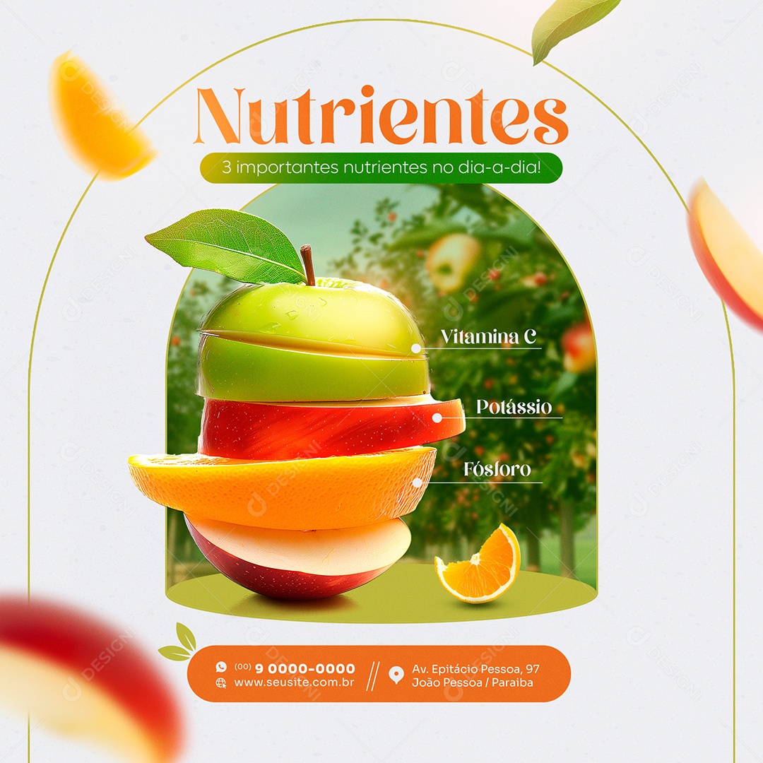 Feed Nutrientes 3 Importantes Vitamina C Potássio Fósforo Social Media PSD Editável