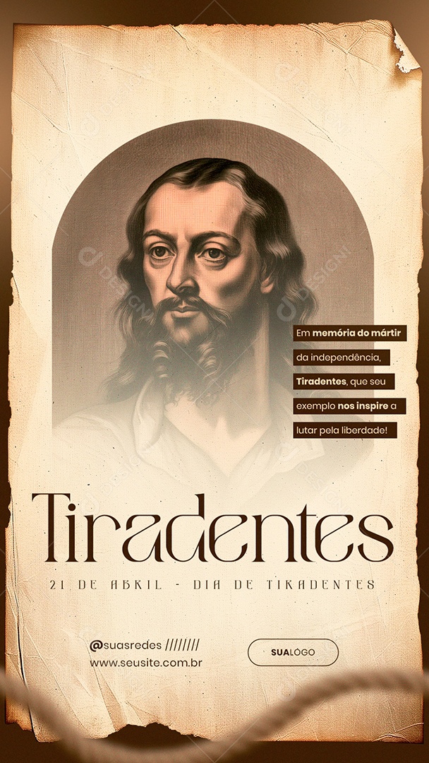 Story Dia de Tiradentes 21 de Abril Em Memória do Mártir da Independência Social Media PSD Editável