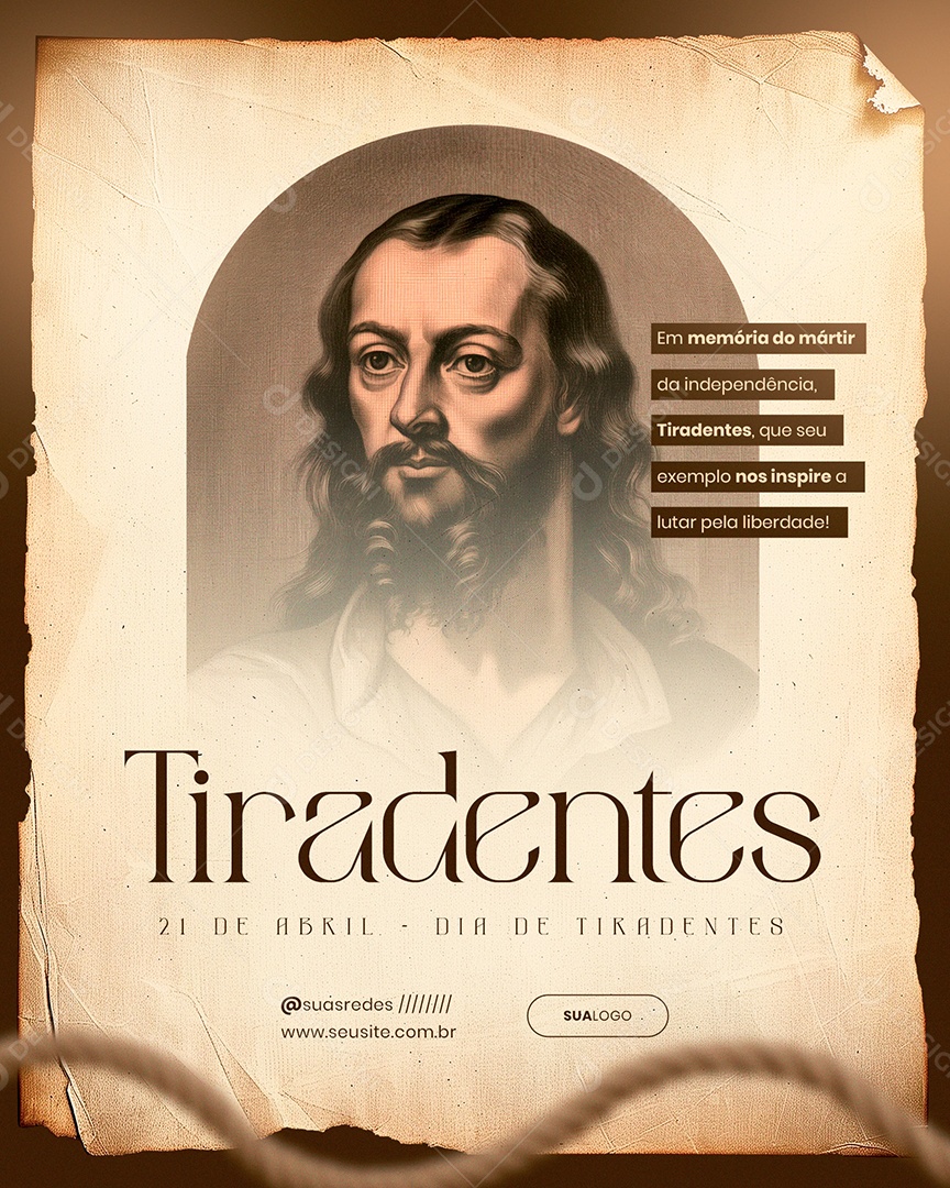Social Media Dia de Tiradentes 21 de Abril Em Memória do Mártir da Independência PSD Editável