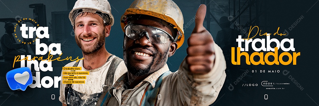 Social Media Carrossel Dia Do Trabalhador 01 de Maio Parabéns PSD Editável
