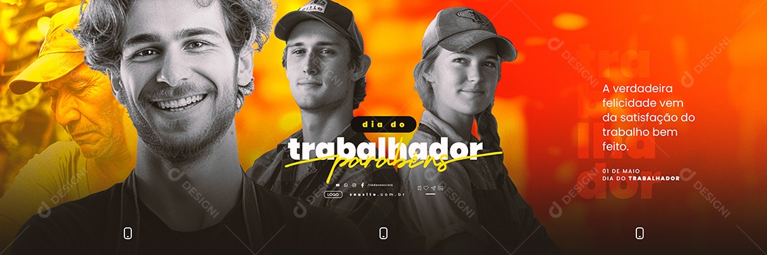 Carrossel Dia Do Trabalhador 01 de Maio Parabéns Social Media PSD Editável