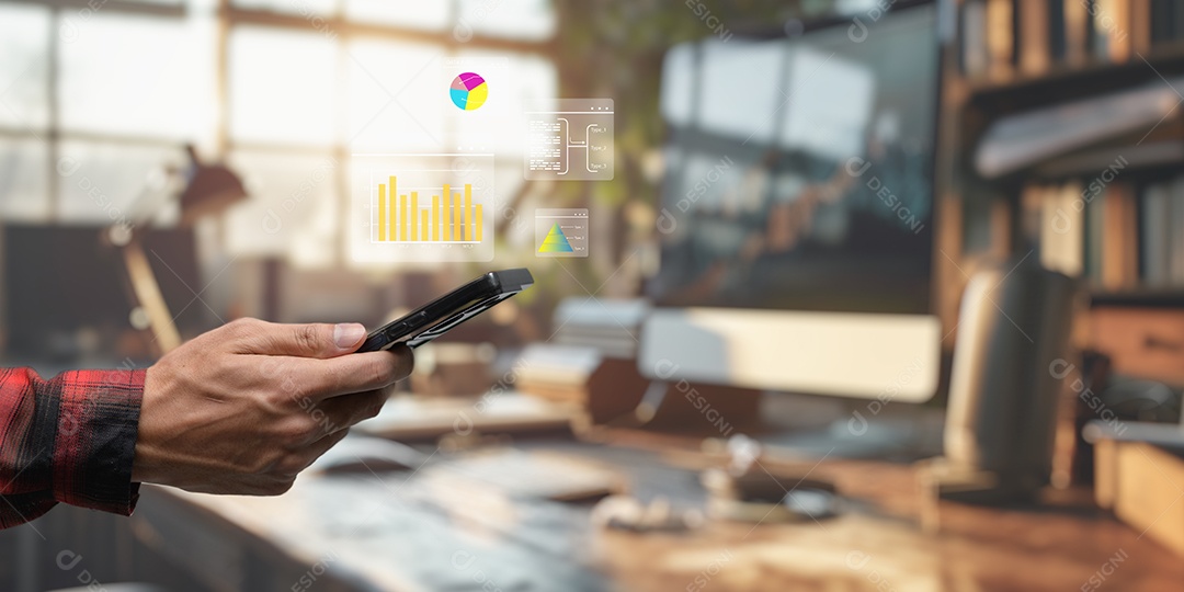 Homem jovem empresário mexendo em seu celular smartphone