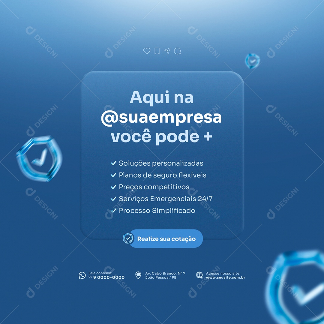 Feed Seguro Realize sua Cotação Social Media PSD Editável