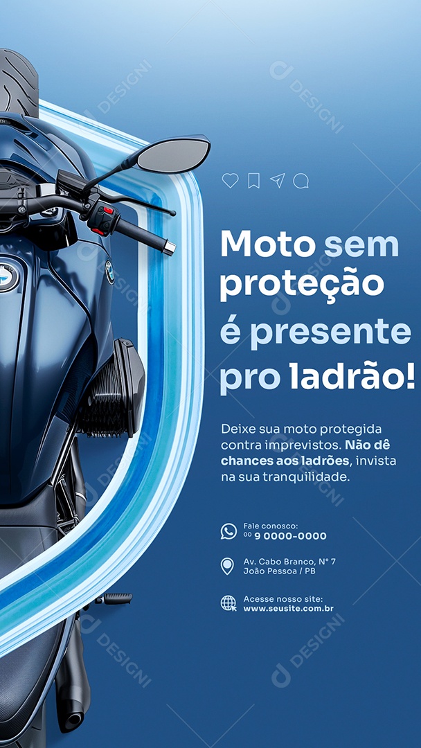 Story Seguro Deixe sua Moto Protegida Contra Imprevisto Social Media PSD Editável