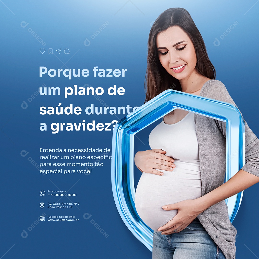Feed Seguro Fazer Plano de Saúde Durante a Gravidez Social Media PSD Editável