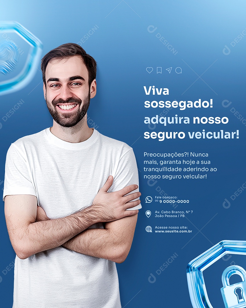 Seguro Viva Sossegado Adiquira nosso Seguro Veicular Social Media PSD Editável
