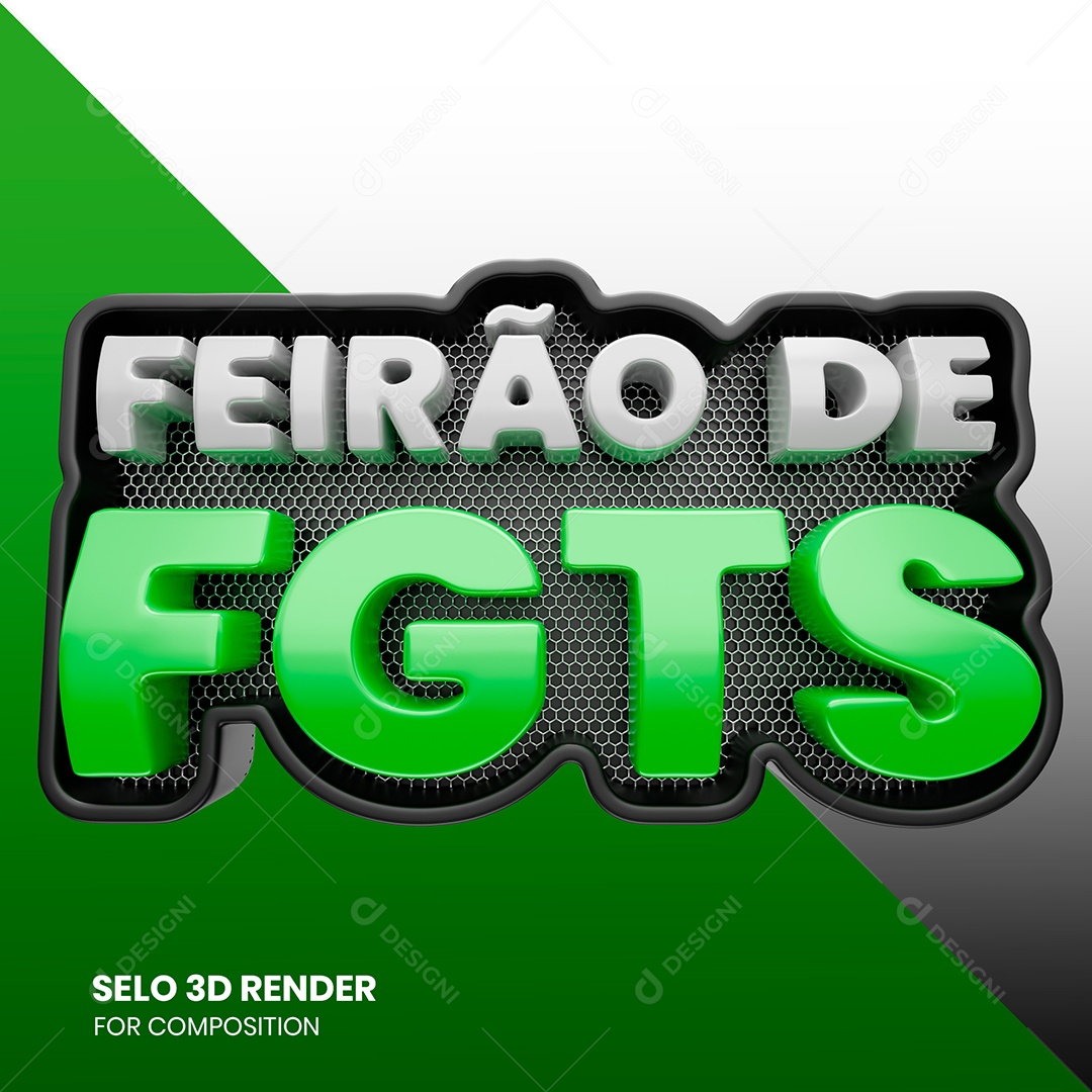 Feirão do FGTS Branco e Verde Selo 3D para Composição PSD