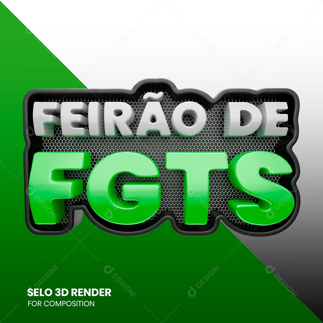 Feirão do FGTS Selo 3D Verde e Branco para Composição PSD