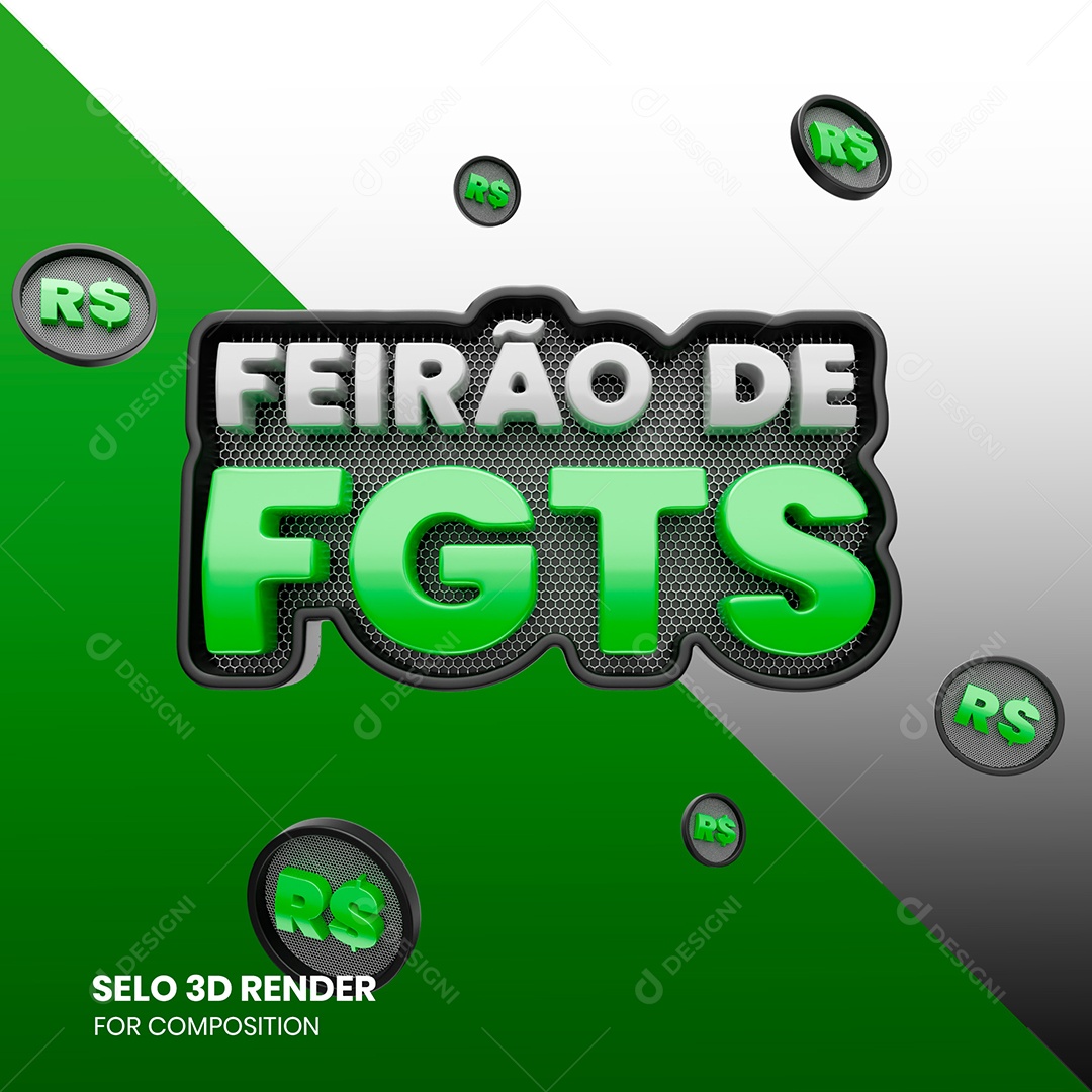 Feirão do FGTS Selo 3D para Composição PSD