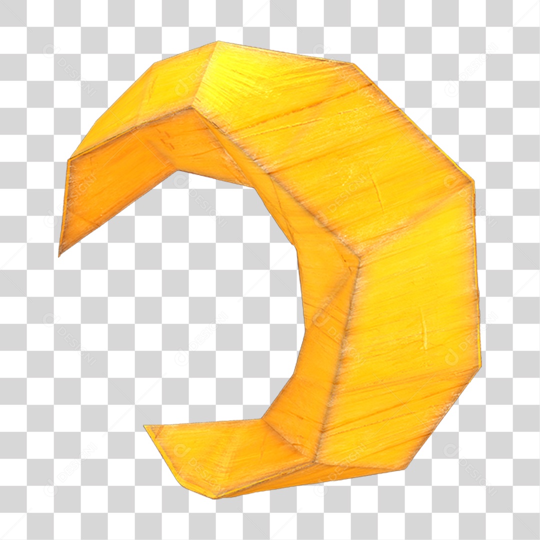 Elemento 3D Lua de Madeira Amarela PNG Transparente