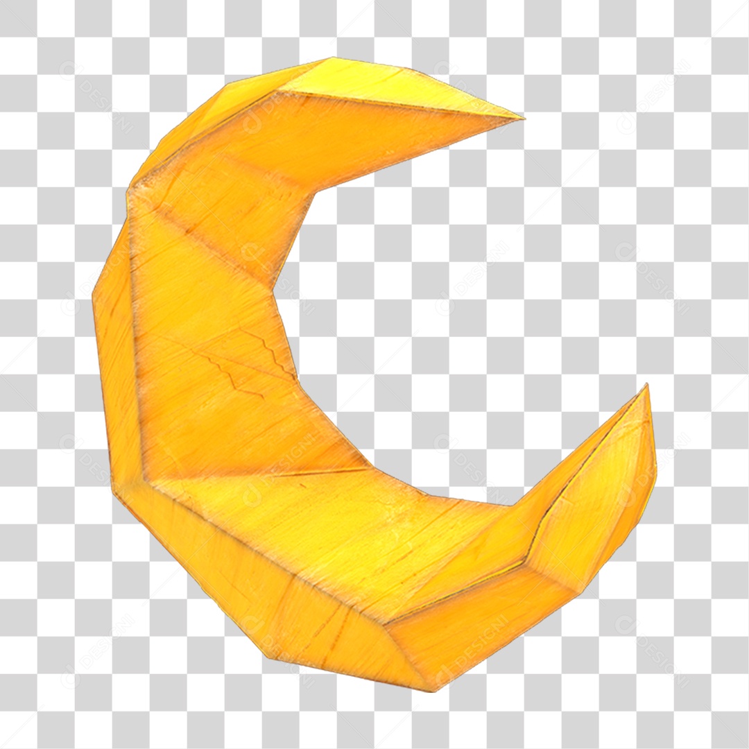 Elemento 3D Lua de Madeira Amarela PNG Transparente