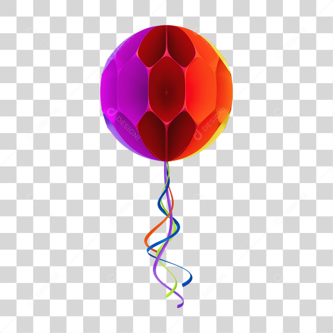 Elemento Balão Origami de Papel Colorido PNG Transparente