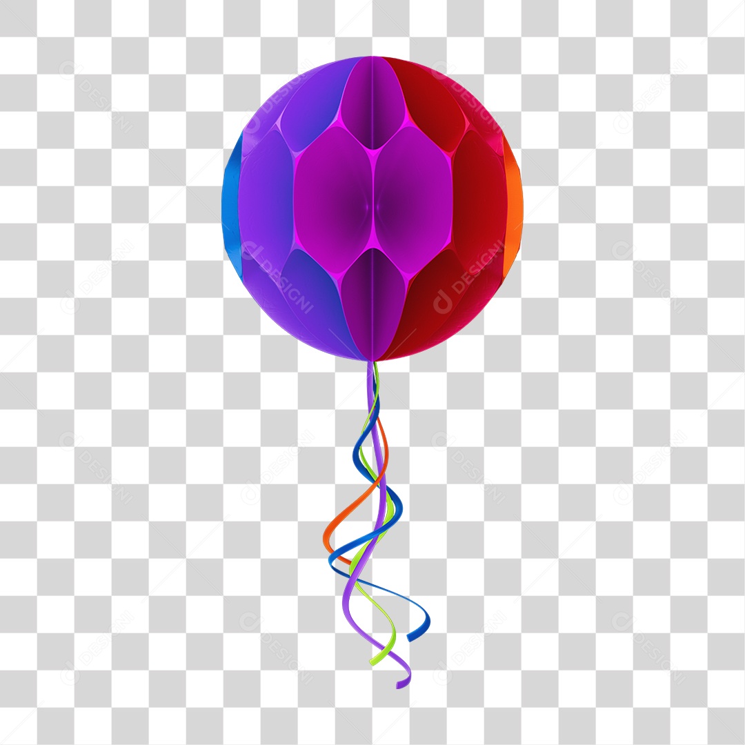 Elemento Balão Origami de Papel Colorido PNG Transparente