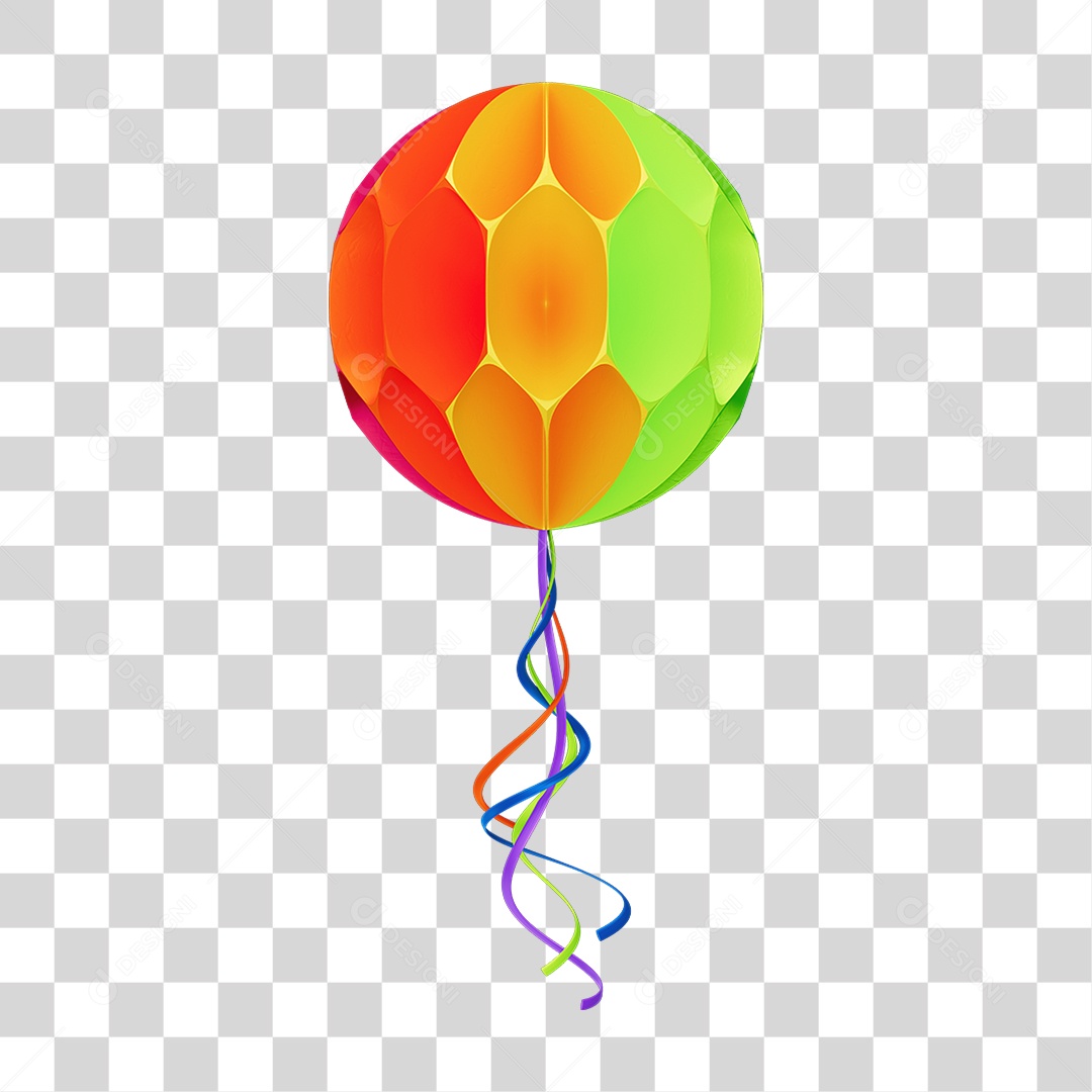 Elemento Balão Origami de Papel Colorido PNG Transparente