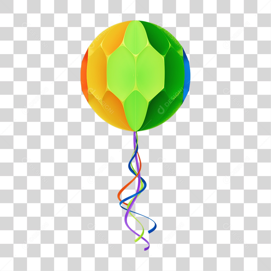 Elemento Balão Origami de Papel Colorido PNG Transparente