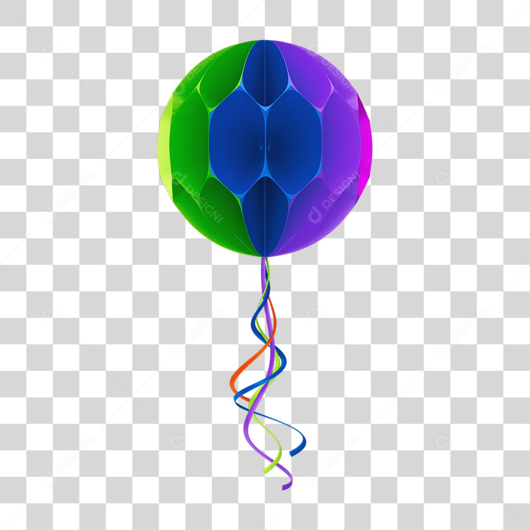 Elemento Balão Origami de Papel Colorido PNG Transparente
