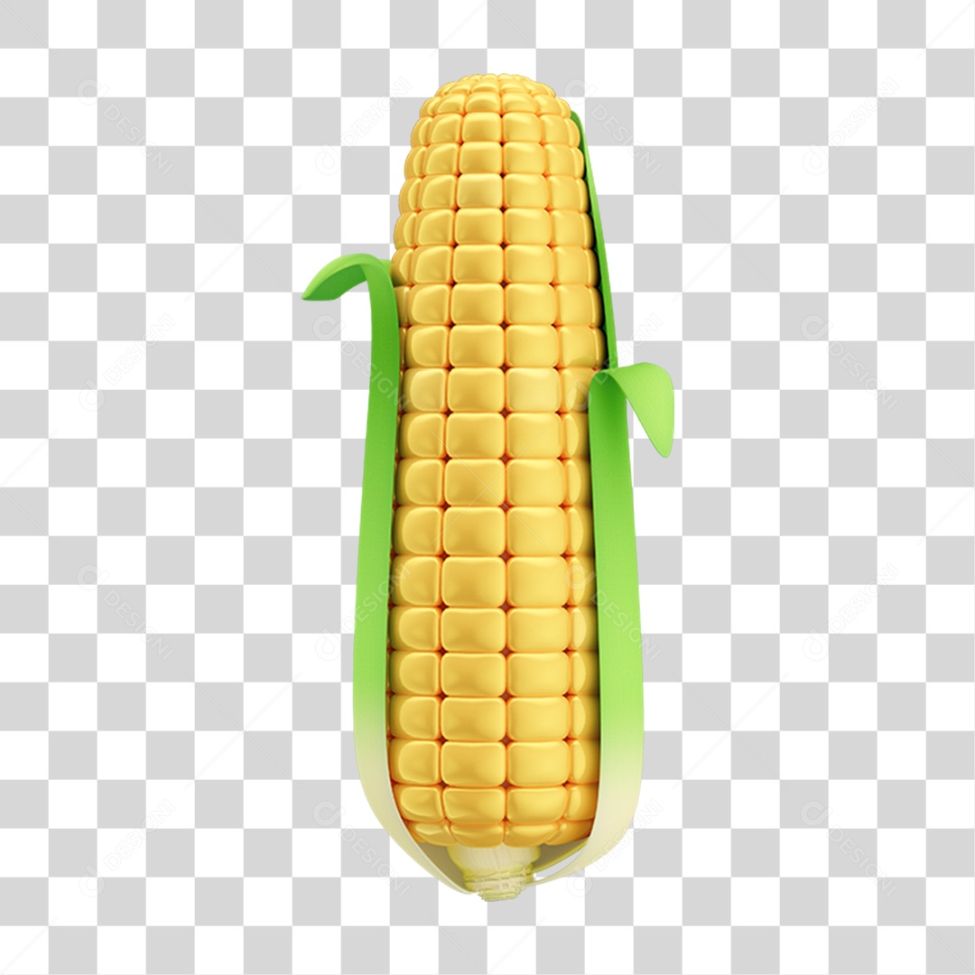 Elemento 3D Milho Verde PNG Transparente