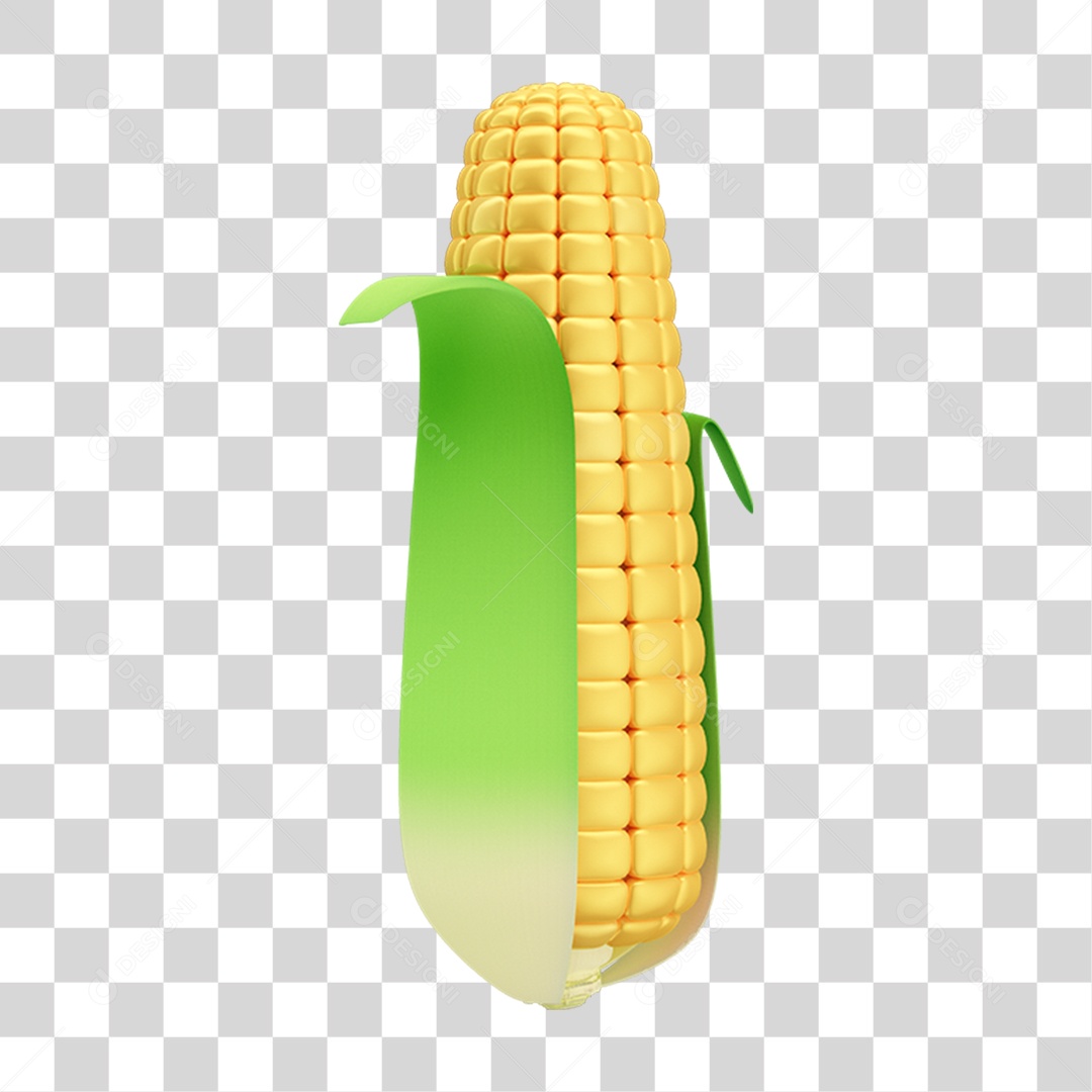 Elemento 3D Milho Verde PNG Transparente