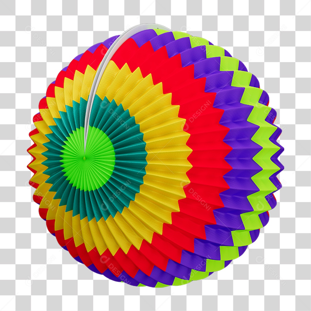 Elemento 3D Balão de Papel Colorido PNG Transparente