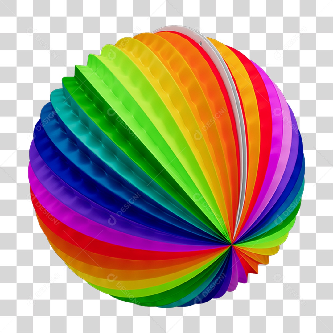 Elemento 3D Balão de Papel Colorido PNG Transparente