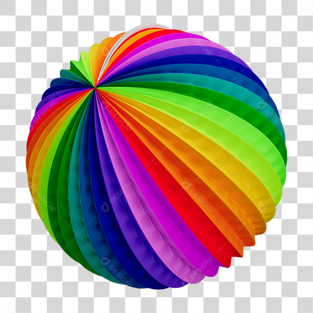 Elemento 3D Balão de Papel Colorido PNG Transparente