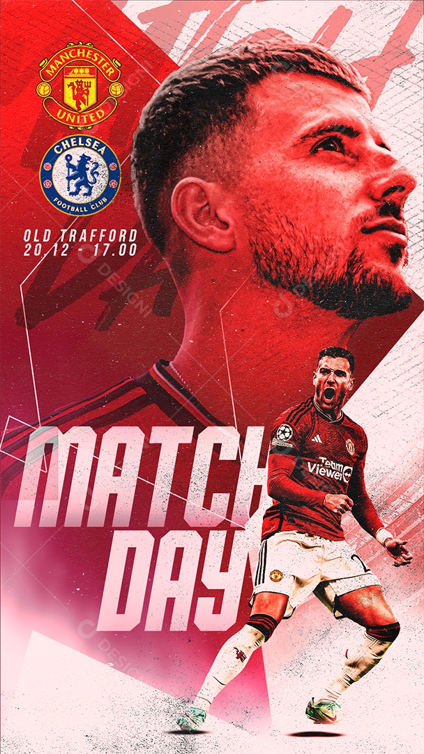 Jogo Futebol Matchday Manchester United Social Media PSD Editável