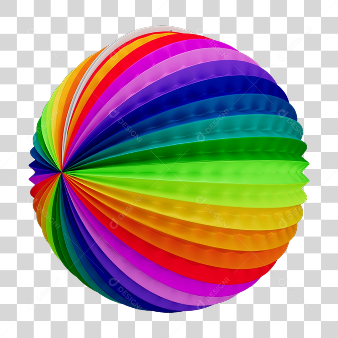Elemento 3D Balão de Papel Colorido PNG Transparente