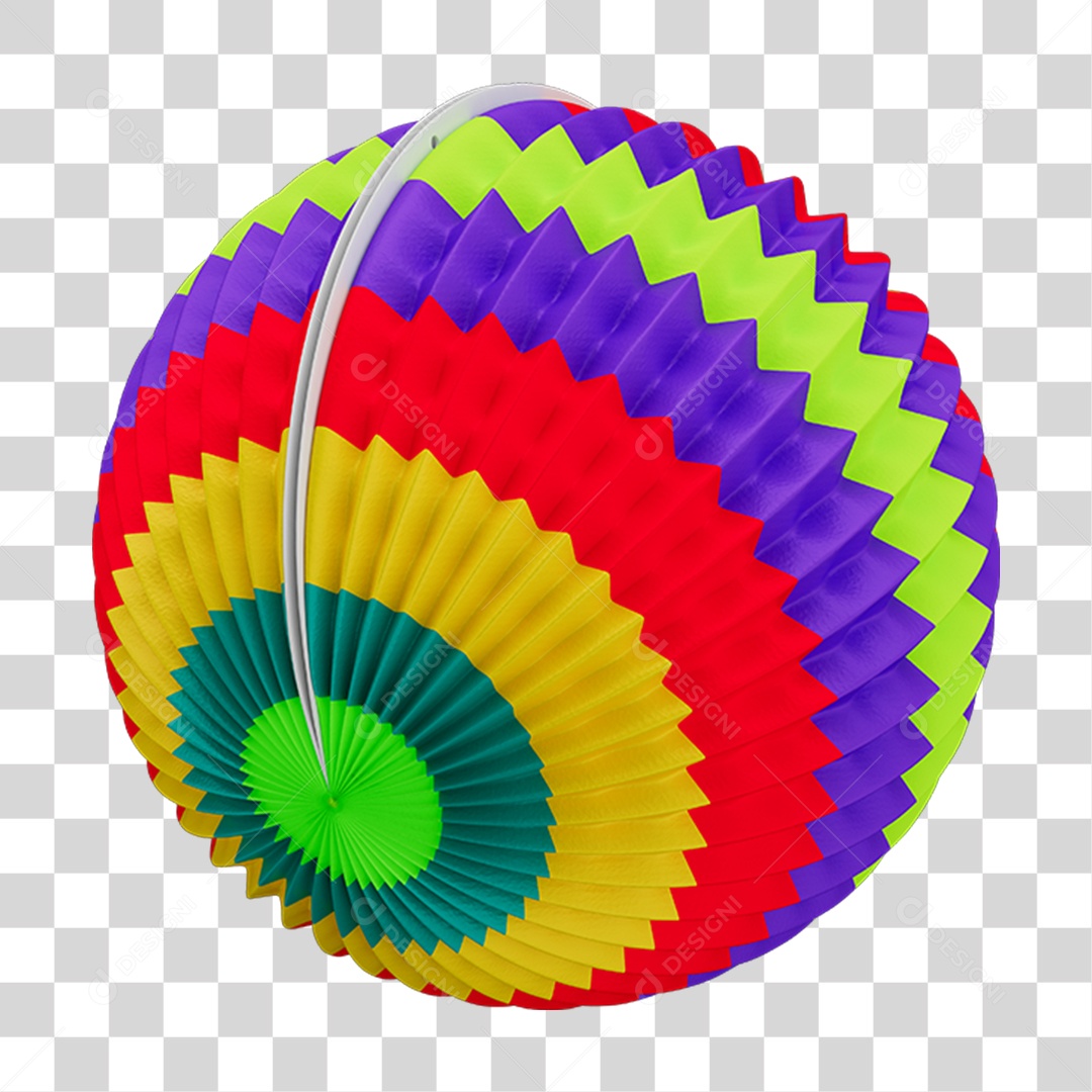Elemento 3D Balão de Papel Colorido PNG Transparente