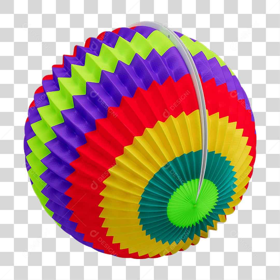 Elemento 3D Balão de Papel Colorido PNG Transparente