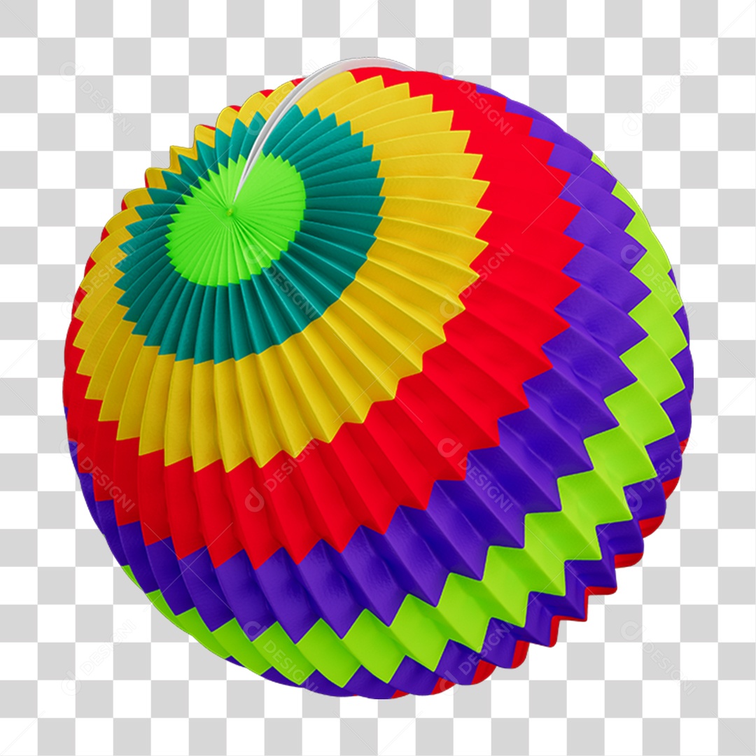 Elemento 3D Balão de Papel Colorido PNG Transparente