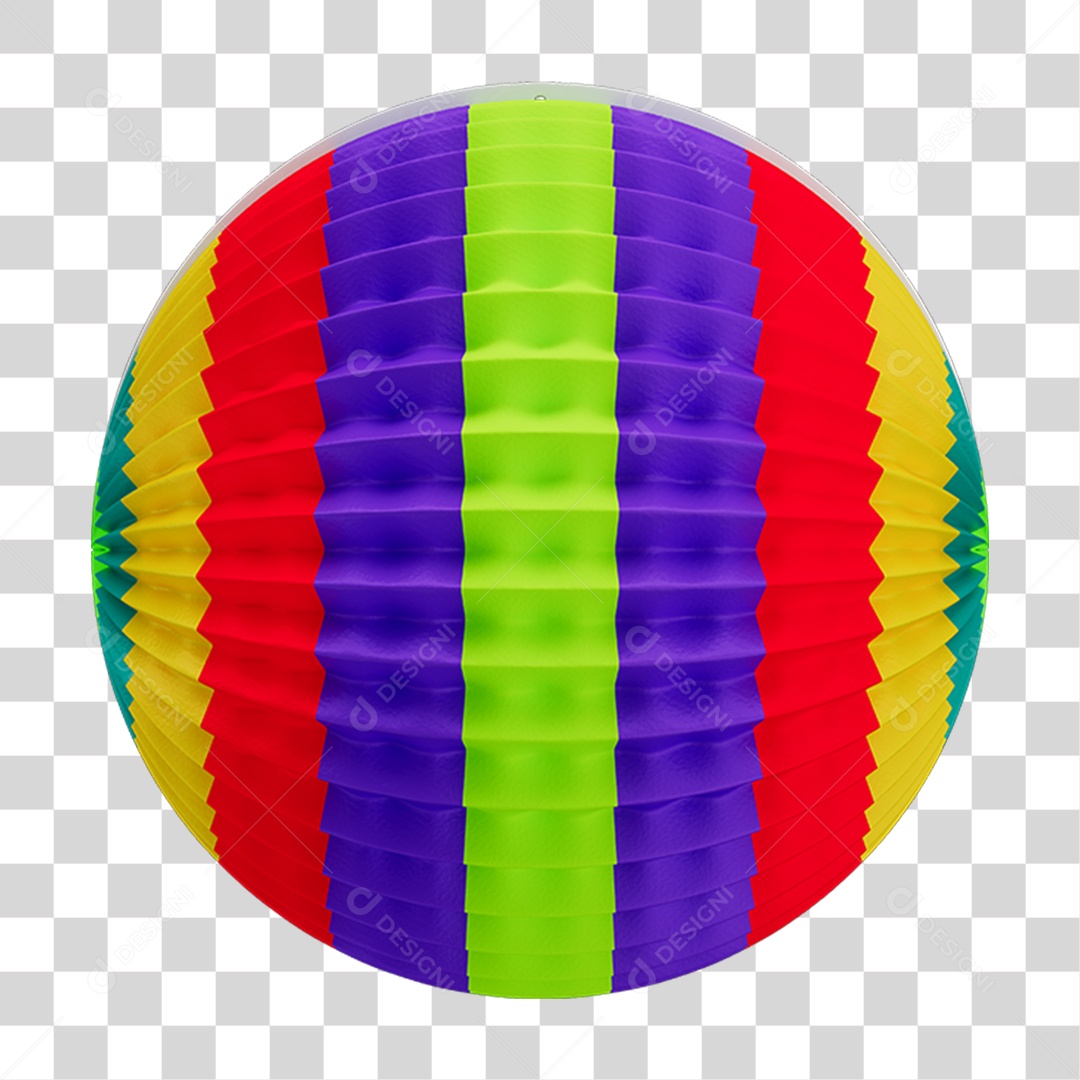 Elemento 3D Balão de Papel Colorido PNG Transparente