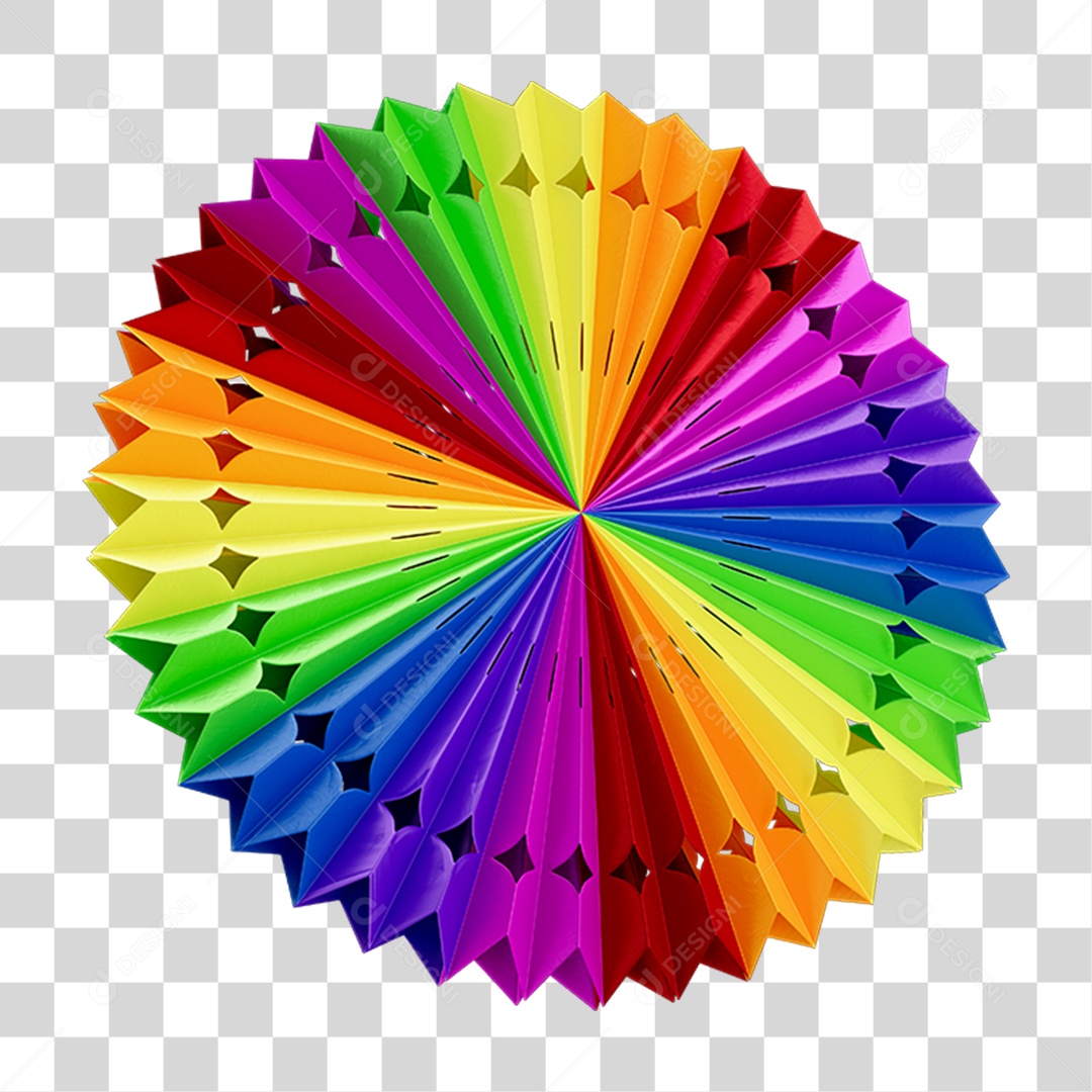 Elemento 3D Enfeite Origami Colorido PNG Transparente